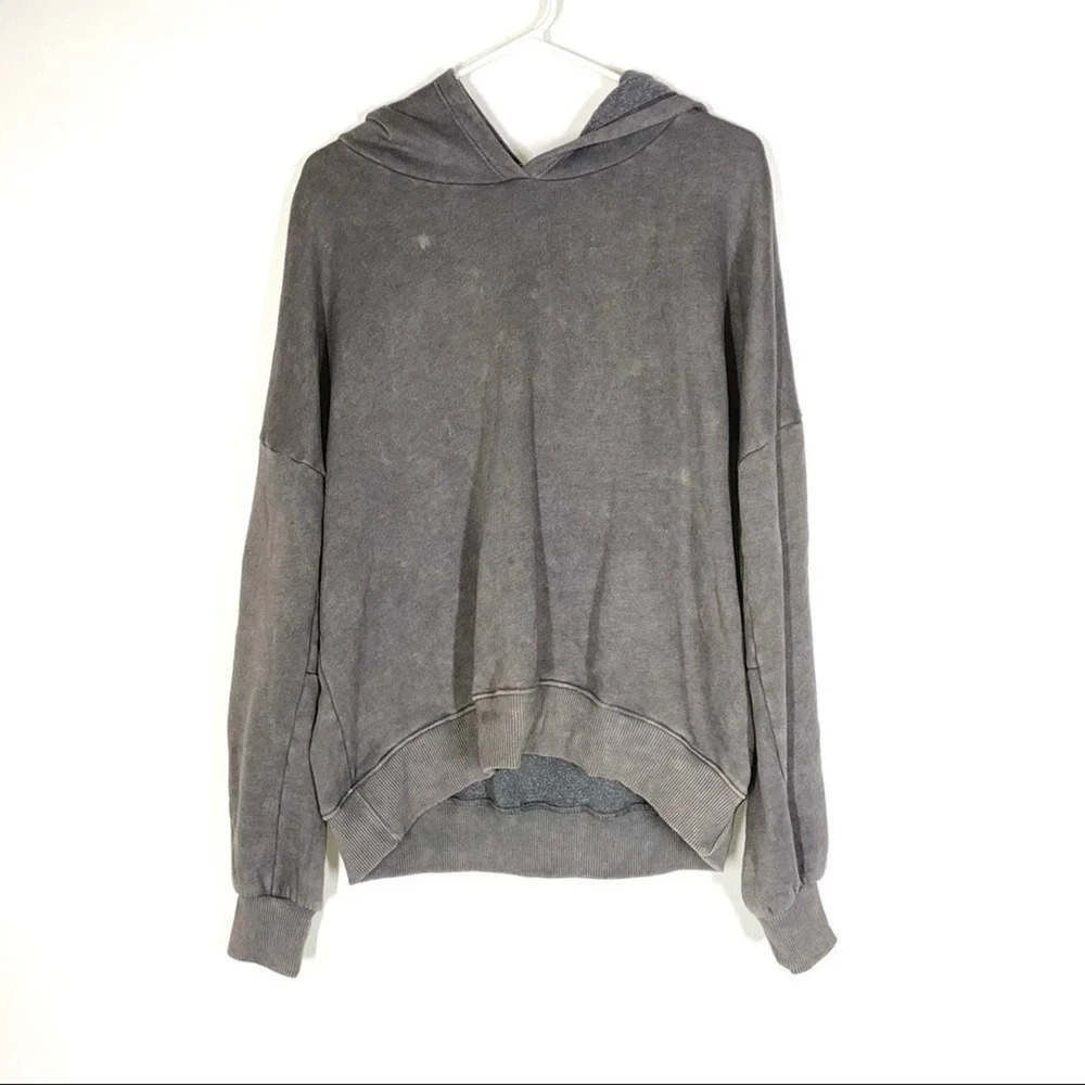 Lulus Boat House Pullover Hoodie in Washed Stone Grey Color Size Small